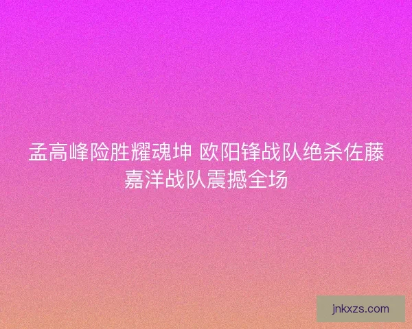 孟高峰险胜耀魂坤 欧阳锋战队绝杀佐藤嘉洋战队震撼全场